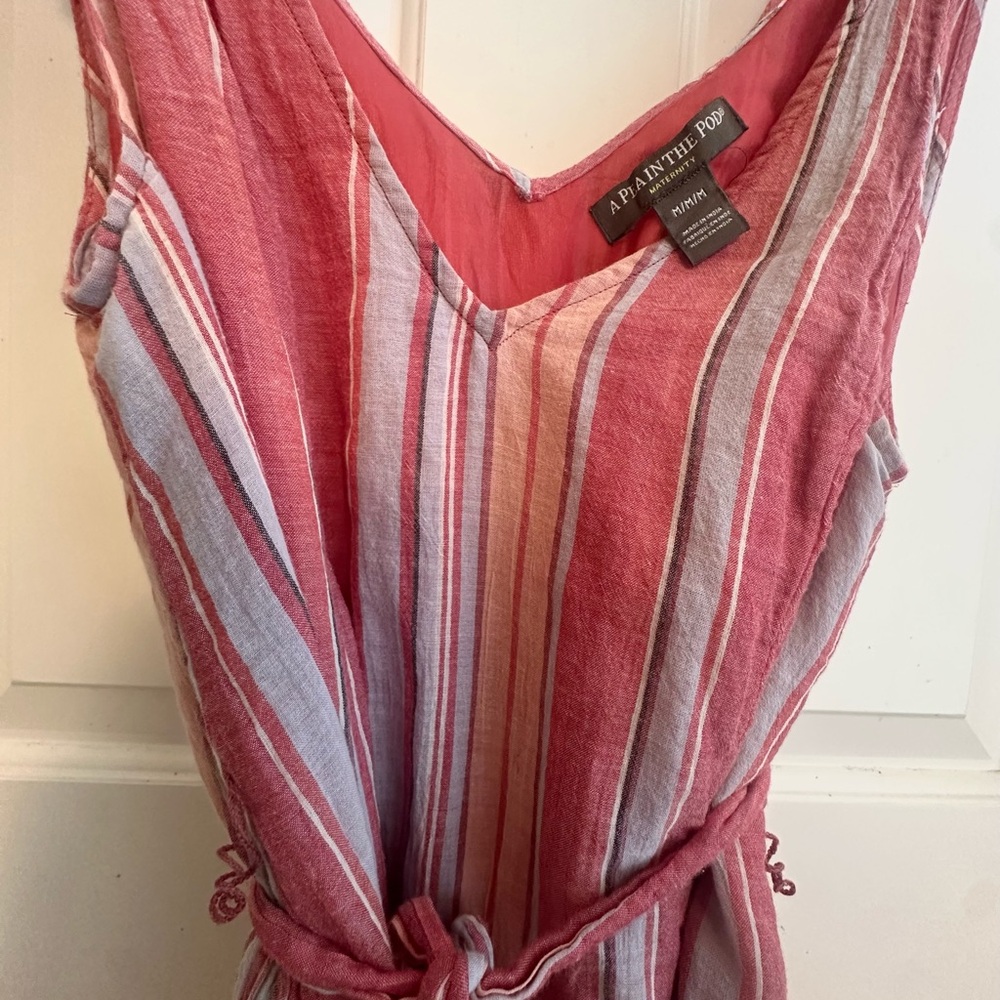 A Pea in the Pod Pink Striped Madras Maxi Dress
